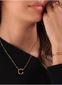 CERRUTI 1881 Alessia Gold Plated Stainless Steel Crystal-Embellished 'C' Pendant Stainless Steel Necklace for Women  - Image 4