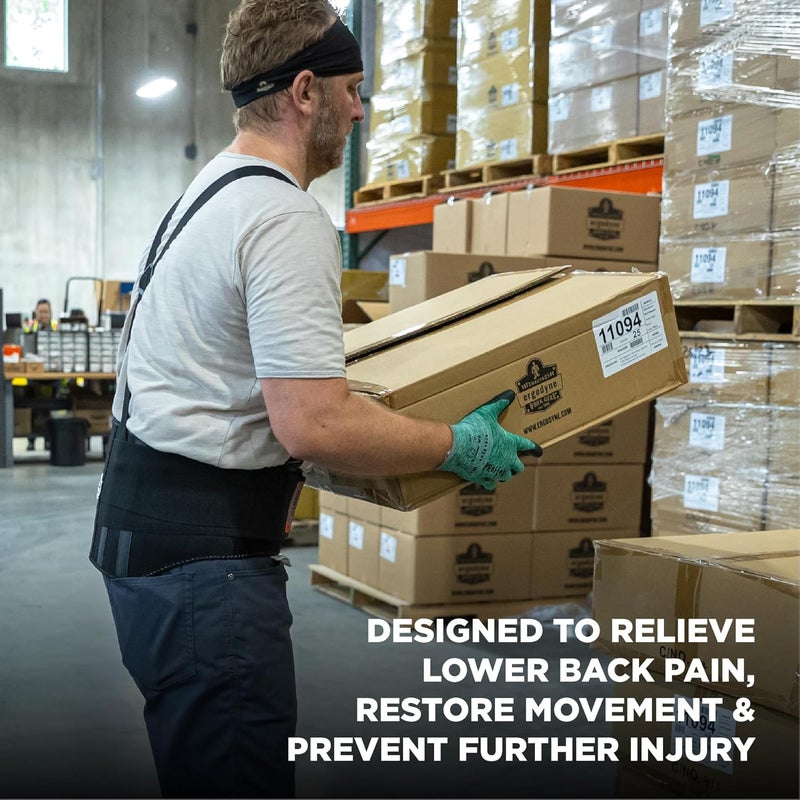 Ergodyne ProFlex 1600 Back Support Brace with 9" Extended Support and High Cut Front for Enhanced Mobility - Black, 2X-Large - Image 2