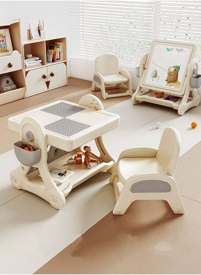 JSAITOYS - Children's Multifunctional Table With Chair Block Game Toy Babies Learn More Knowledge - Image 1