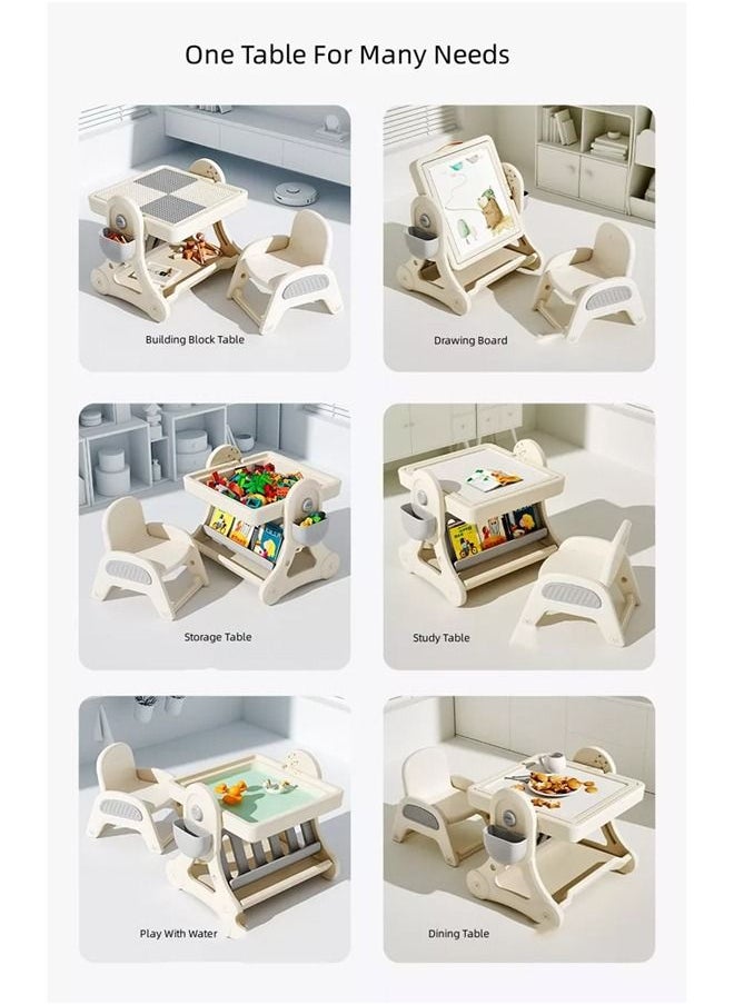 JSAITOYS - Children's Multifunctional Table With Chair Block Game Toy Babies Learn More Knowledge - Image 1