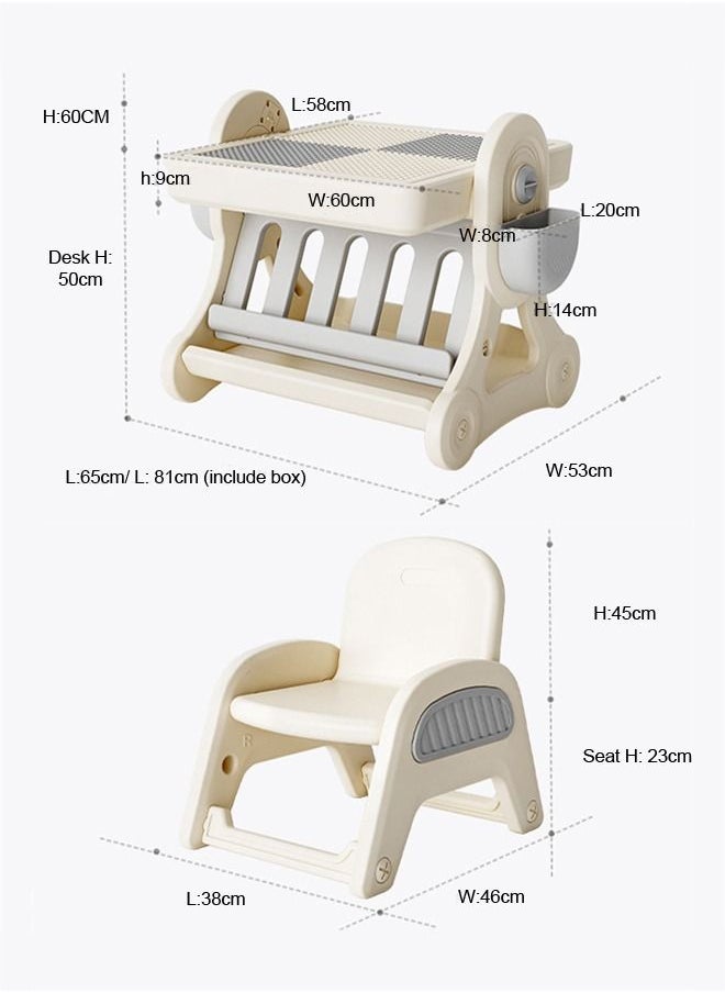 JSAITOYS - Children's Multifunctional Table With Chair Block Game Toy Babies Learn More Knowledge - Image 1