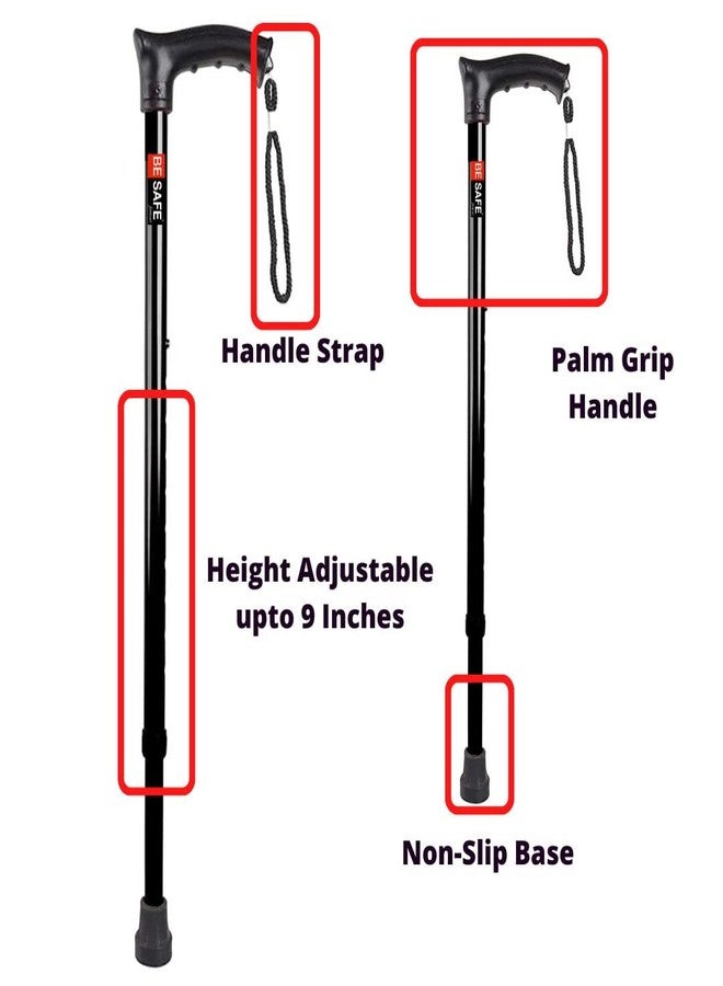 BESAFE Forever Walking Stick/Walking Cane, Adjustable Height, Light Weight for Men/Women/Senior/Old Age People/Patient (Black) - Image 4