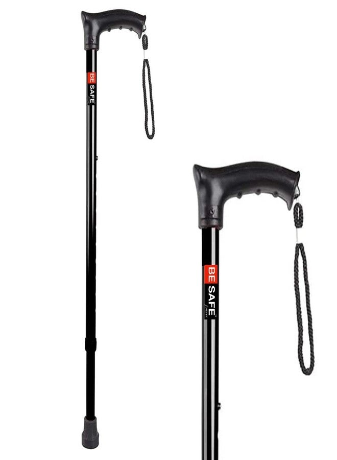 BESAFE Forever Walking Stick/Walking Cane, Adjustable Height, Light Weight for Men/Women/Senior/Old Age People/Patient (Black) - Image 1
