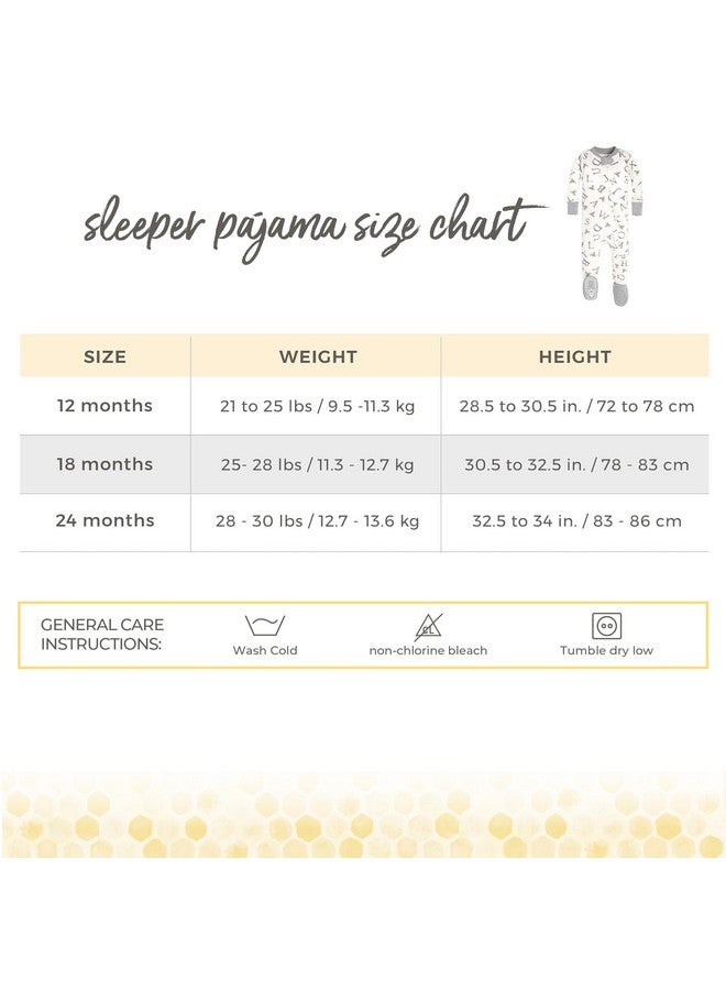 Burt's Bees Baby Burt's Bees Baby Baby Boys' Sleeper PJs, 100% Organic Cotton, Soft One-Piece Footie, Diagonal Zip Up Jumpsuit, Snug Fit Pajamas with Snap Tab, A Bee C/Stripe 2-pk, 12 Months - Image 2
