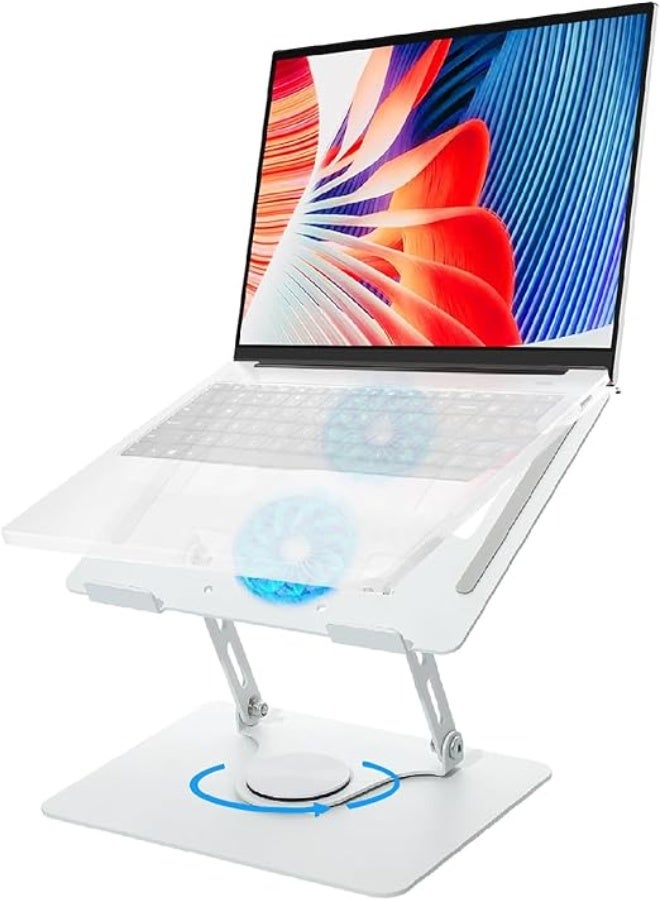 Laptop Cooler & Stand – 360° Rotatable, Height Adjustable, Foldable Ventilated Base for 10-15" Laptops & Tablets, Air Cooling, White - Image 1