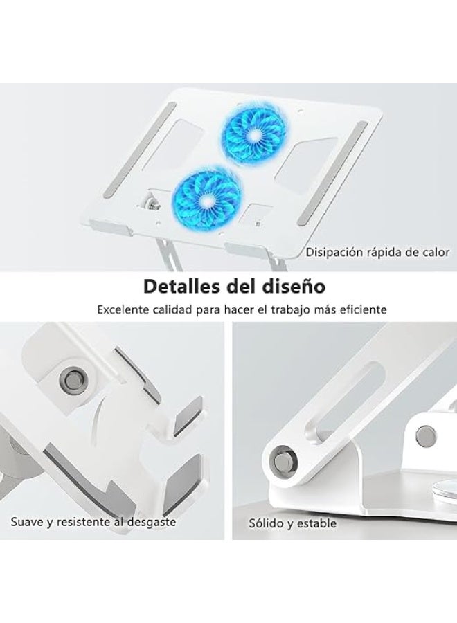 Laptop Cooler & Stand – 360° Rotatable, Height Adjustable, Foldable Ventilated Base for 10-15" Laptops & Tablets, Air Cooling, White - Image 2