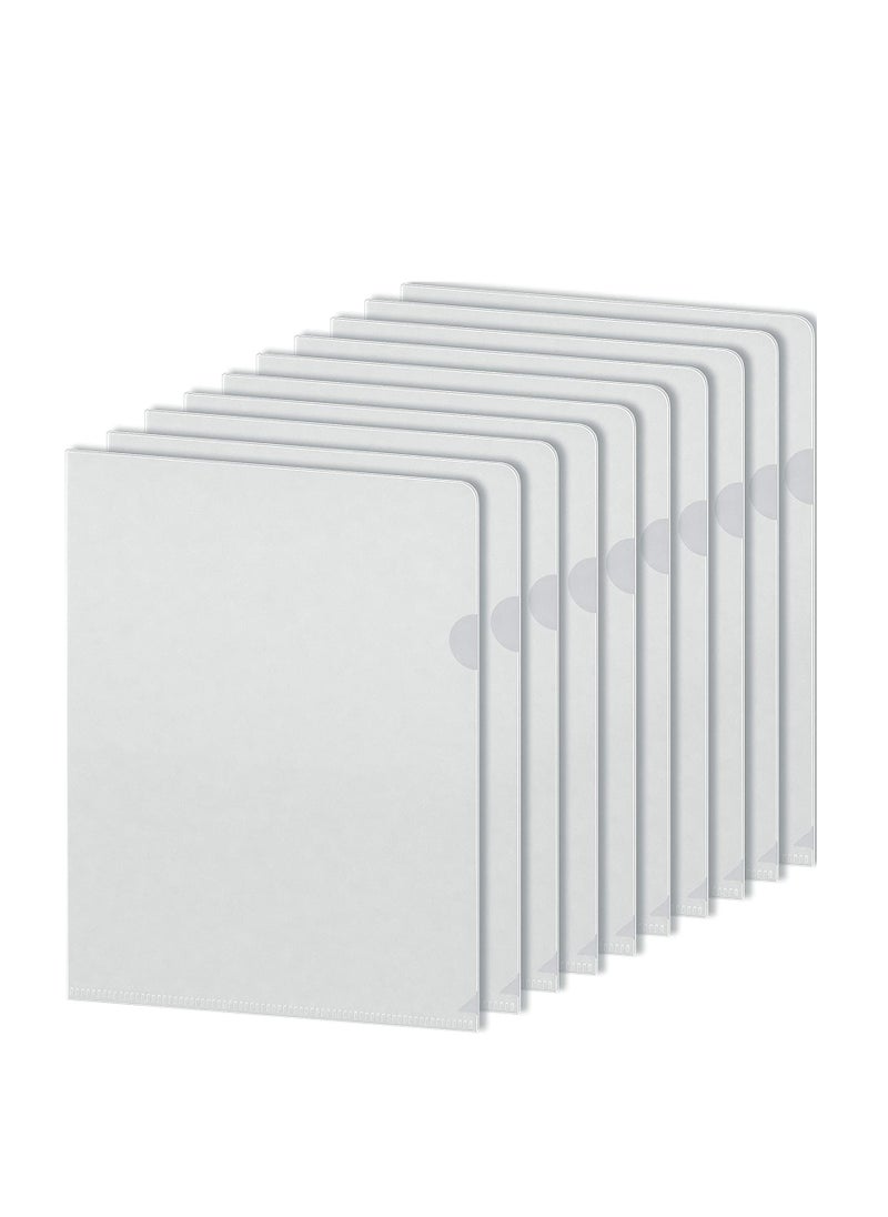 MARKQ - Clear File, A4 Plastic Transparent Folders L-Type For Documents Paper Storage School Office Supplies (Pack of 12) - Image 1
