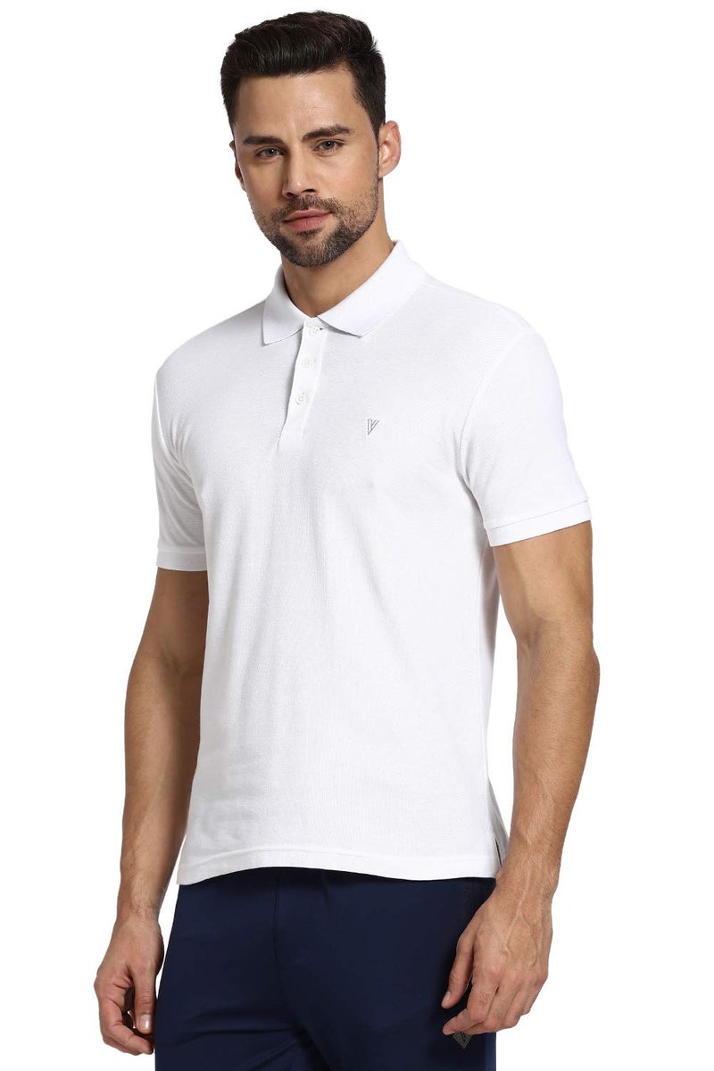 Van Heusen Men's Solid Regular Fit Polo (IHTSKP1LWH60032_White_S) - Image 2
