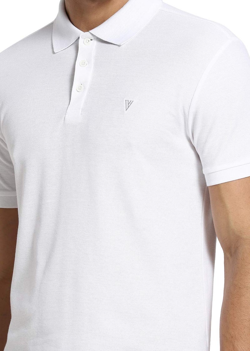Van Heusen Men's Solid Regular Fit Polo (IHTSKP1LWH60032_White_S) - Image 4