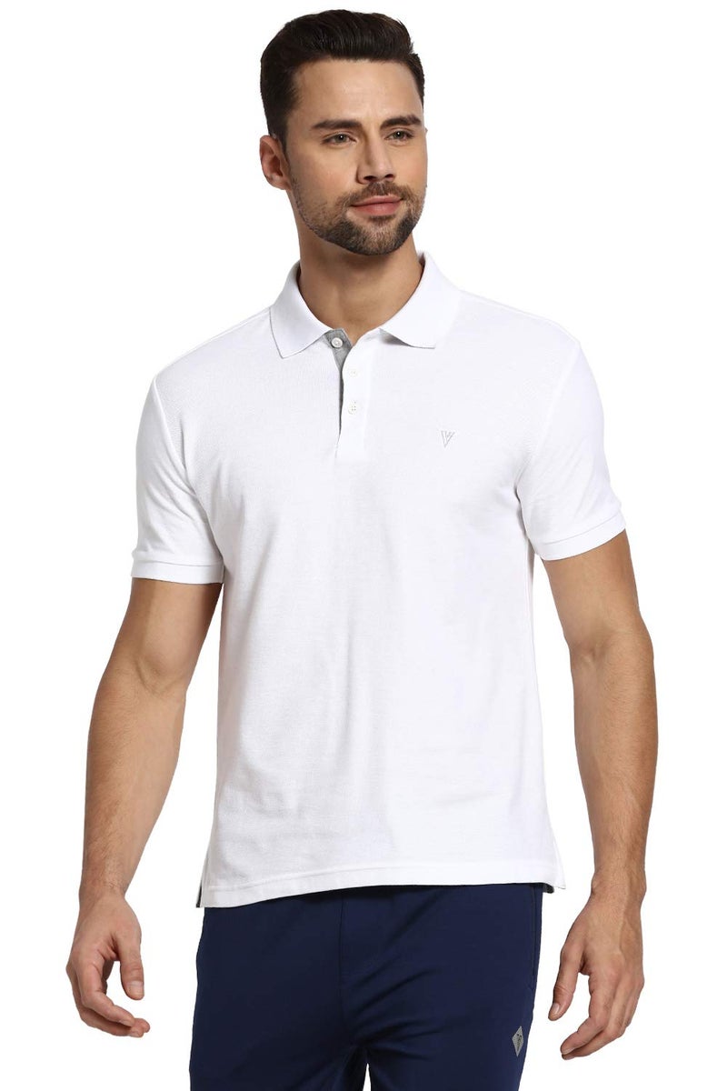 Van Heusen Men's Solid Regular Fit Polo (IHTSKP1LWH60032_White_S) - Image 5