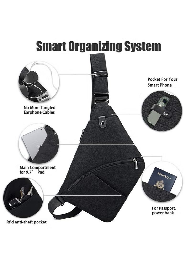 Generic Compact Waist Bag for Men and Women, Waterproof Crossbody Bag Chest Shoulder Backpack with Buckle, Everyday Carry Bag for Travel, Work, Sport Chest Crossbody Bag Cover Pack Rucksack Bicycle Sport  - Image 2