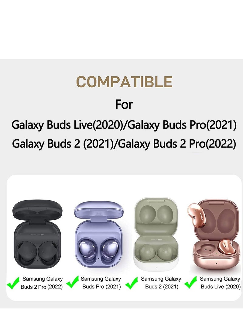 Captaintech Compatible Samsung Galaxy Buds 2 Case/Galaxy Buds Live Case/Galaxy Buds Pro Case Transparent Rigid PC and Silicone Case 【LED Visible】 360 Degree Full Body Skin Fits Men - Black - Image 2