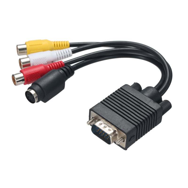 VGA to S-VIDEO 3 RCA TV AV Converter Cable Adapter 3 RCA Female Converter Cable VGA to Video TV Out S-Video AV Adapter - Image 1