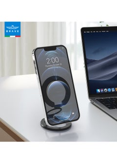 Brave 3-in-1 Foldable Magnetic Phone Holder, Dual-Sided Magnetic Removable Ring Grip & Kickstand, Universal Stand for iPhone 16/15/14/13/12 MagSafe Case & Android, Compatible with Magnetic Car Mount, Gym, Desk Use, Strong Magnet, All-Metal Portable Stand, Supports All iOS/Android Devices, Multi-Purpose Accessory (Black)  - Image 3