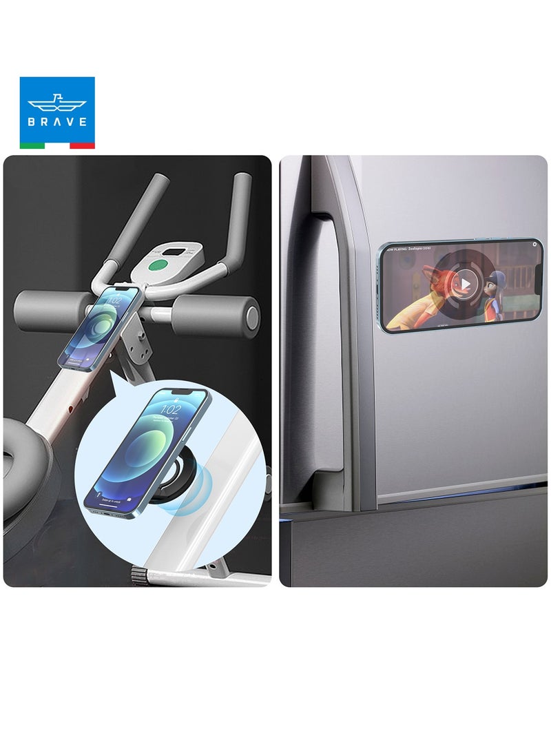 Brave 3-in-1 Foldable Magnetic Phone Holder, Dual-Sided Magnetic Removable Ring Grip & Kickstand, Universal Stand for iPhone 16/15/14/13/12 MagSafe Case & Android, Compatible with Magnetic Car Mount, Gym, Desk Use, Strong Magnet, All-Metal Portable Stand, Supports All iOS/Android Devices, Multi-Purpose Accessory (Black)  - Image 5