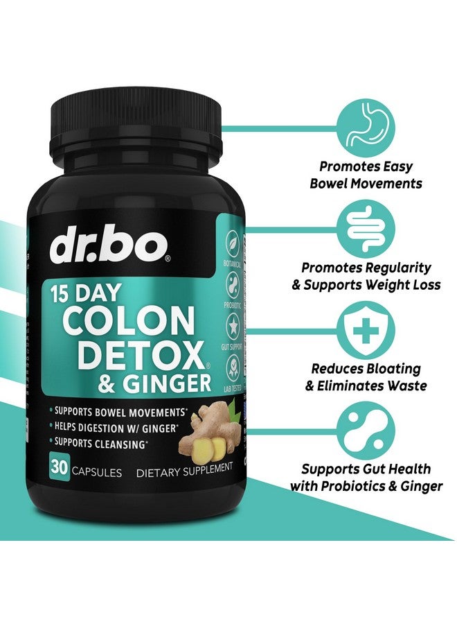 dr.bo Colon Cleanser Detox for Weight Flush - 15 Day Colon Cleanse Pills with Ginger - Fast Natural Laxative, Constipation Relief, Bowel Movement Supplements for Intestinal Stomach Bloating Gut Loss Support - Image 2