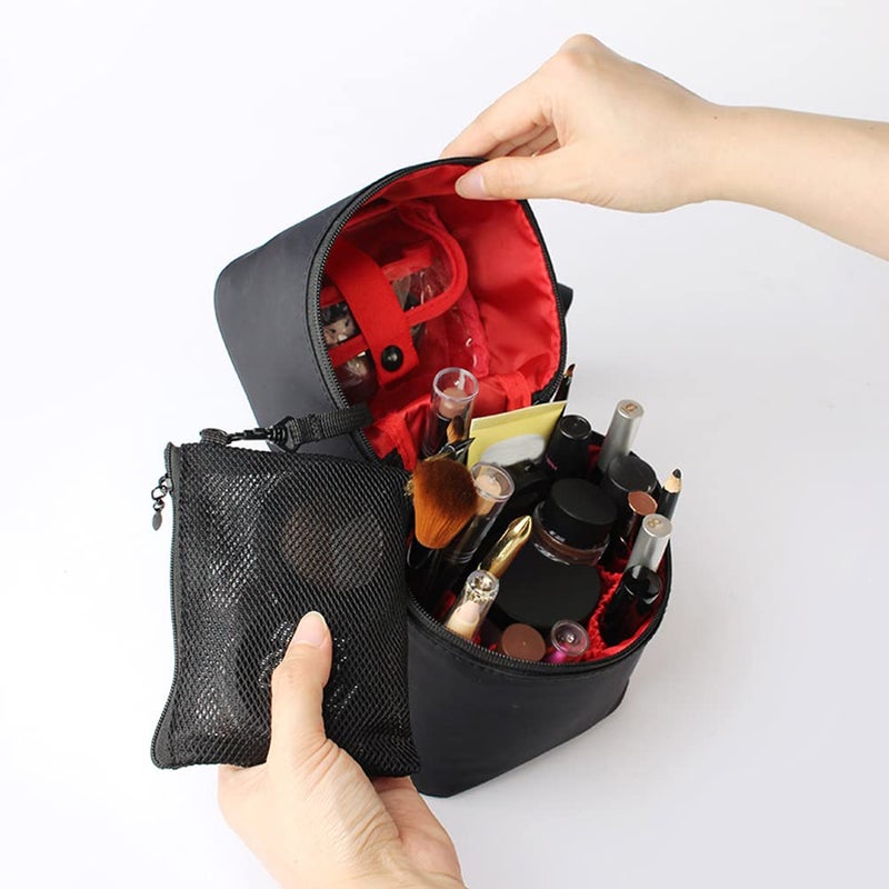 Bysiter Makeup Bag Travel Cosmetic Bag Small Makeup Brush Holder Organizer Cute Portable Artist Toiletry Storage Bag Cosmetics Case for Women Girls,Black - Image 4