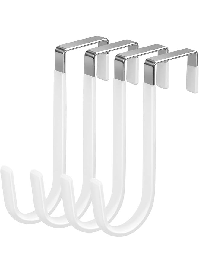 PROMASS promass 4Pcs Door Hooks, Over The Door Hook, Rubber Surface Prevent Scratche Door Hanger Hooks for Bathroom, Living Room, Kitchen, Hanging Clothes, Towels, Bags (white)  - Image 1