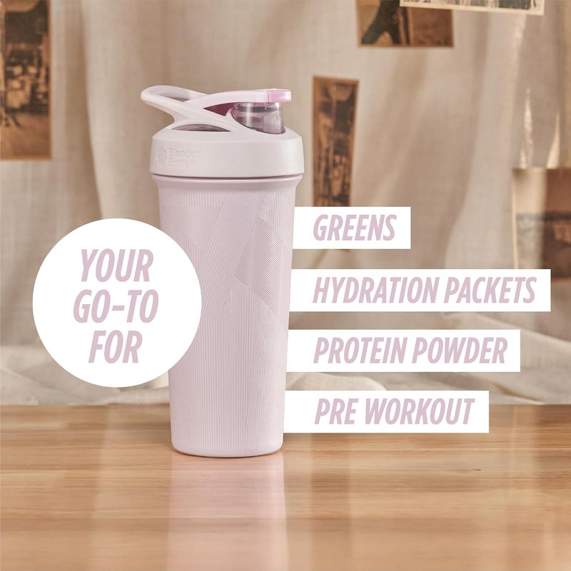 BlenderBottle Strada Shaker Cup Insulated Stainless Steel Water Bottle with Wire Whisk, 25-Ounce, Pink Stripes - Image 4