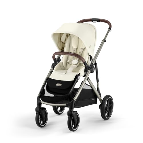 cybex Cybex Gazelle S Stroller Modular Double for Infant and Toddler Includes Detachable Shopping Basket Over 20 Configurations Folds Flat Easy Storage Seashell Beige 10 Count 284 pounds