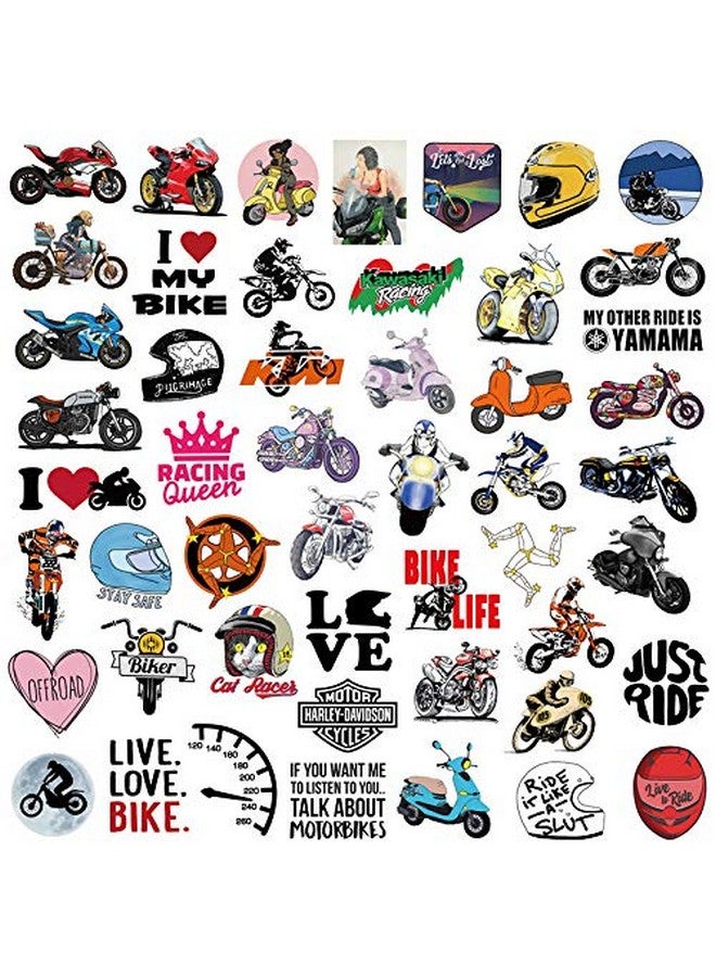 iDream Motorcycle Bike Theme Stickers (Set of 50) - Self-Adhesive Decorative Decals for Bikes, Motorcycles, Cars and Accessories - Perfect for Personalizing and Customizing Vehicles - Image 1