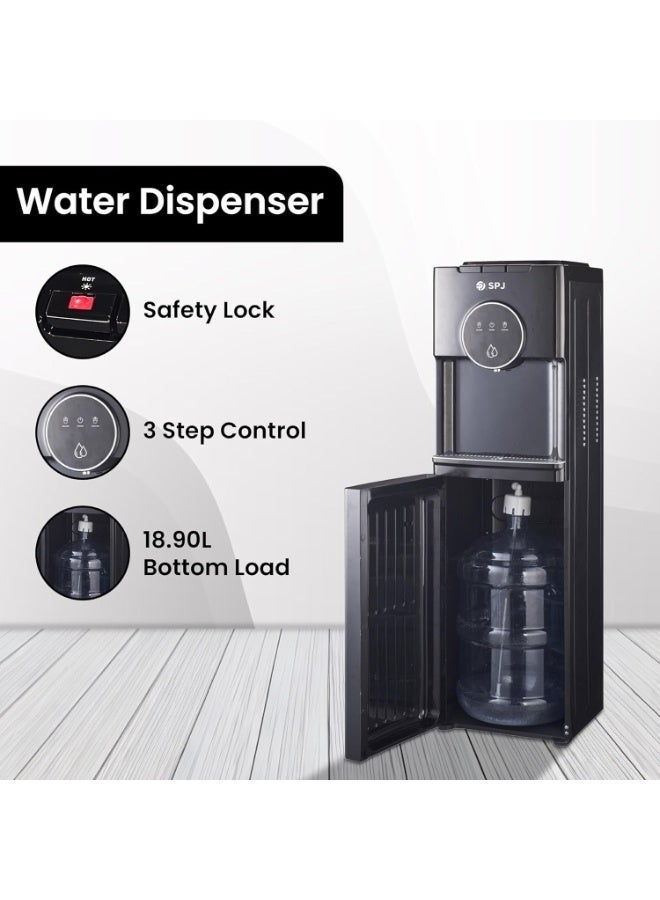 SPJ 18.90L Water Dispenser,Bottom Loading, Hot/Normal/Cold Water Cooler, Child Safety Lock, Anti-Electric Shock Protection, Antibacterial Material, Black - Image 5
