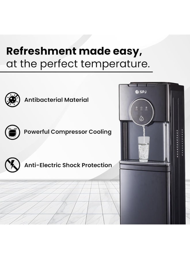 SPJ 18.9L Bottom Loading Water Dispenser, Hot Cold & Normal Water Cooler, Child Safety Lock, Antibacterial Water Dispenser, Anti-Electric Shock Protection, Black - Image 2