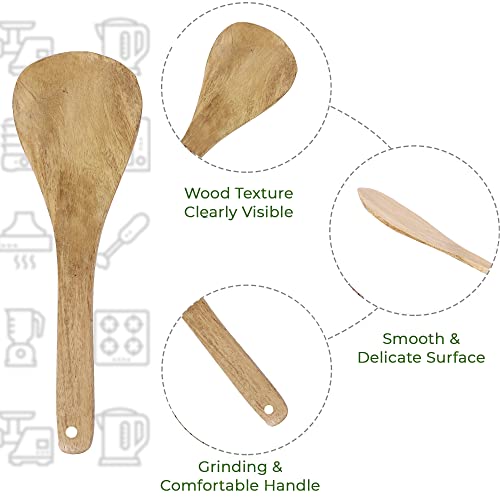 e kysa basics Wooden Triangle Compact Flip/Spatula/Ladle for Cooking Dosa/Roti/Chapati, Naturally Non-Stick, Handmade - 24 * 8 cm, Set of 3 - Image 5
