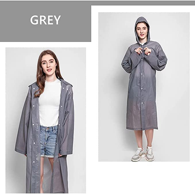 HACER EVA Waterproof Unisex Rain Coat Hooded Full Sleeves Outdoor Men, Women, Boys & Girls Rainwear Poncho Raincoat for Camping, Hiking & Travelling (Grey) - Image 3