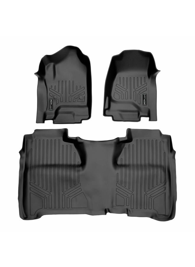 SMARTLINER Custom Fit Floor Mats 2 Row Liner Set Black Compatible with Crew Cab 2014-2018 Silverado/Sierra 1500-2015-2019 2500/3500 HD - Image 1