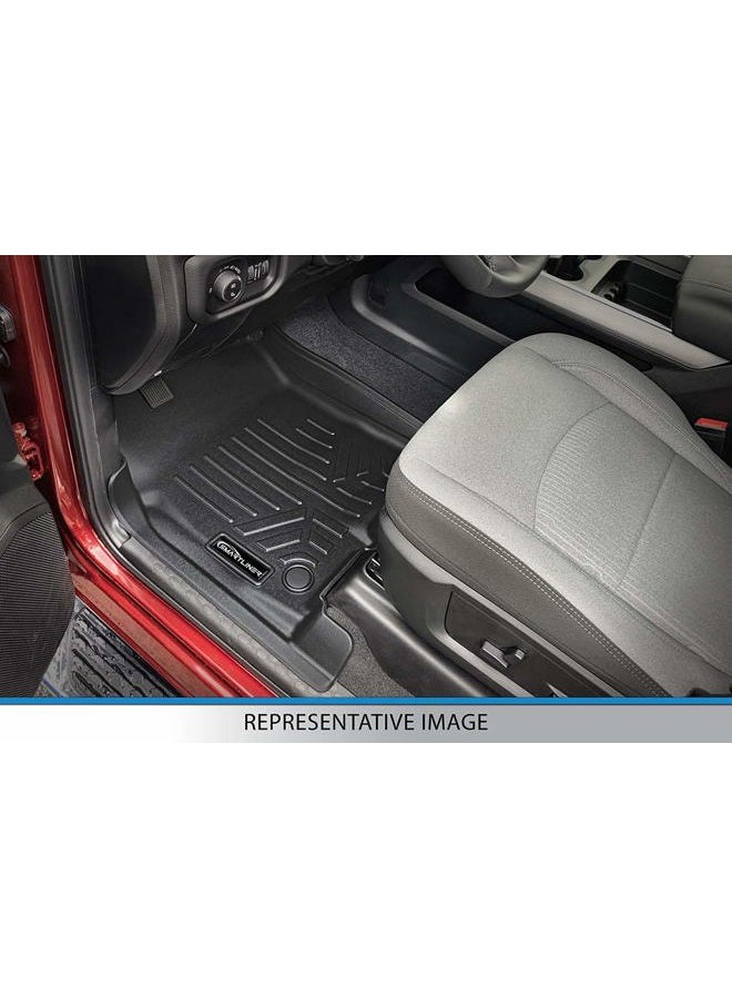 SMARTLINER Custom Fit Floor Mats 2 Row Liner Set Black Compatible with Crew Cab 2014-2018 Silverado/Sierra 1500-2015-2019 2500/3500 HD - Image 2