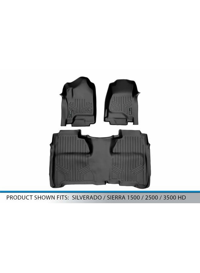 SMARTLINER Custom Fit Floor Mats 2 Row Liner Set Black Compatible with Crew Cab 2014-2018 Silverado/Sierra 1500-2015-2019 2500/3500 HD - Image 5