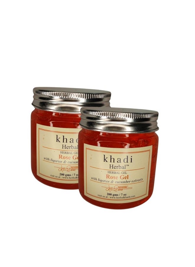 Khadi Herbal - Herbigiri Herbal Rose Moisturizing Gel For Face & Skin Enriched With Aloevera Liqorice Cucumber & Rose Extract Pure Herbigiri Herbal & Natural Face Gel For Skin Hydration Pack Of 2 (2X200Gm) - Image 1