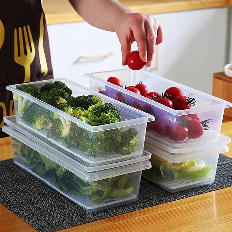 SARAZA SARAZA Polypropylene Fridge Storage Boxes Pack of 6 Fridge Organizer With Removable Drain Plate Fridge Storage Containers Keeps Fruits Vegetables Meat Fish Fresh Longer 1500 Ml Container Box  - Image 5