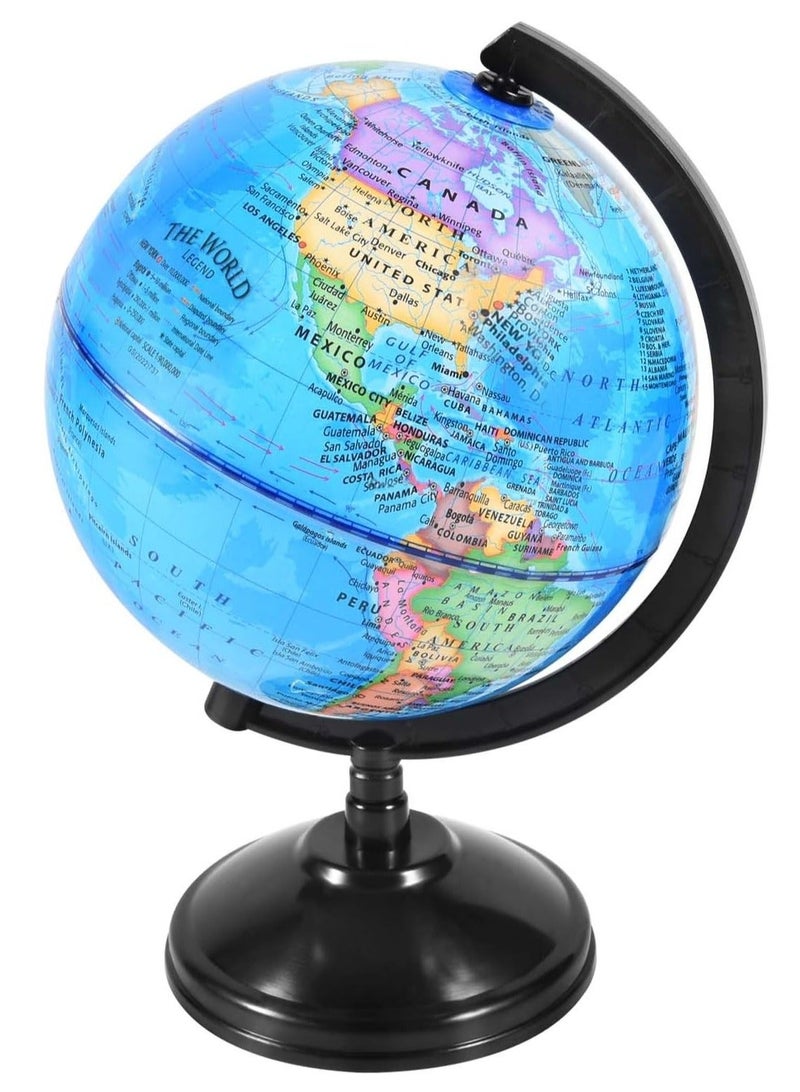 CRAFT MAGIC 8-Inch Rotating World Globe with Stand – Spinning Earth Globe for Kids Learning, Geography Education, Classroom Teaching, Home & Office Decoration - Image 1