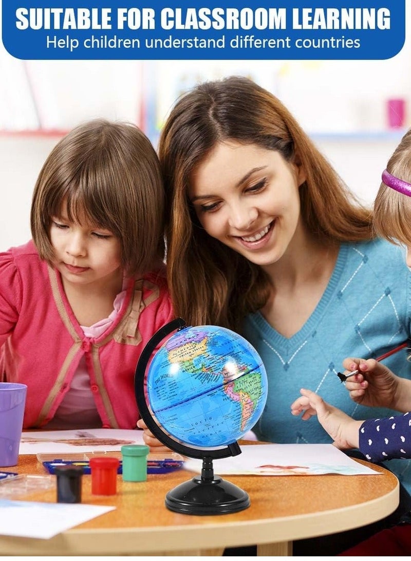 CRAFT MAGIC 8-Inch Rotating World Globe with Stand – Spinning Earth Globe for Kids Learning, Geography Education, Classroom Teaching, Home & Office Decoration - Image 2