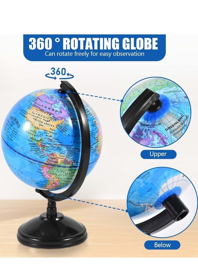 CRAFT MAGIC 8-Inch Rotating World Globe with Stand – Spinning Earth Globe for Kids Learning, Geography Education, Classroom Teaching, Home & Office Decoration - Image 3