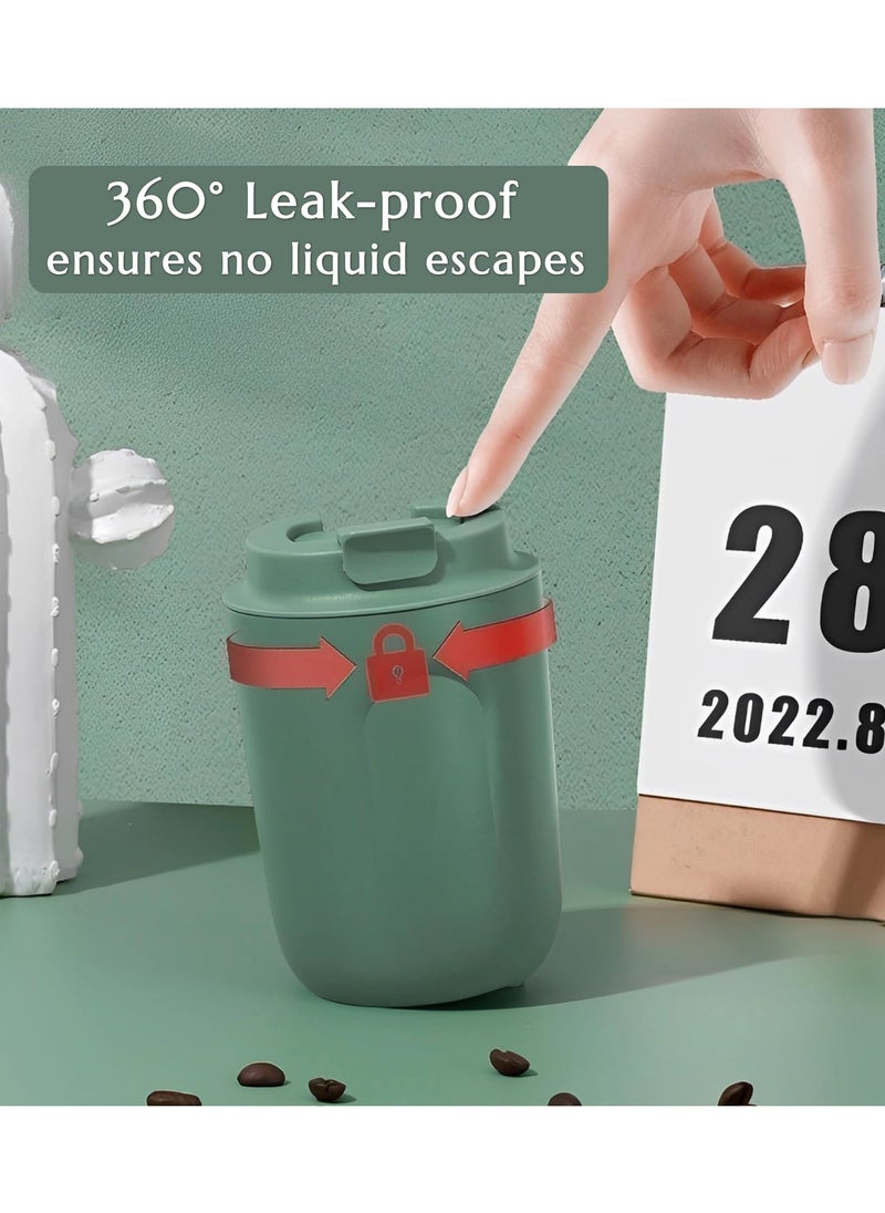 ساكن كوب قهوة صغير معزول، كوب شاي مفرغ 220 مل، كوب مزدوج الطبقات من الفولاذ المقاوم للصدأ 316 مع غطاء، أخضر  - Image 4