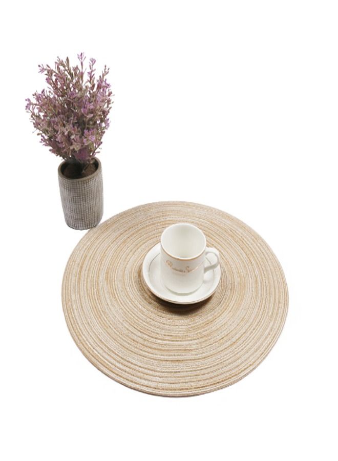 Y&D Set Of 4 Round Cotton Braided Table Place Mats Beige 38cm  - Image 3