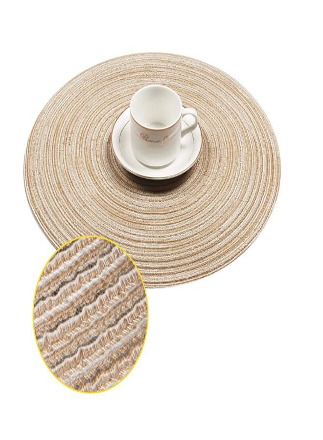 Y&D Set Of 4 Round Cotton Braided Table Place Mats Beige 38cm  - Image 2
