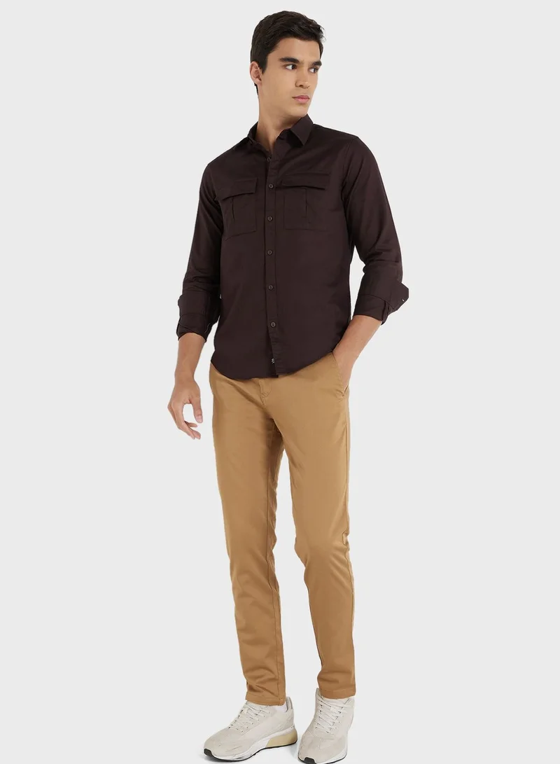 Thomas Scott Thomas Scott Classic Slim Fit Twill Weave Pure Cotton Casual Shirt