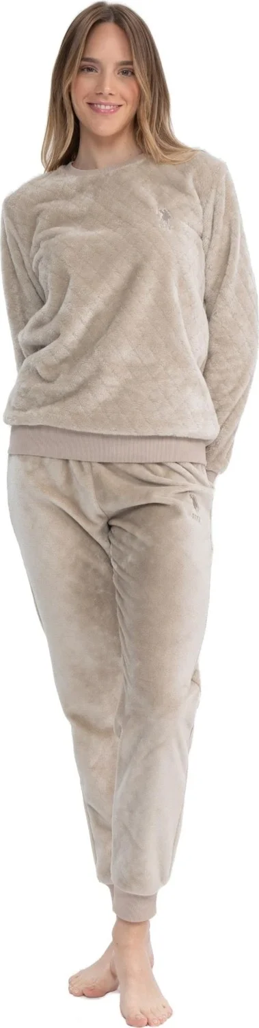 يو اس بولو اسن Women's Long Sleeve Polar Fleece Pajama Set