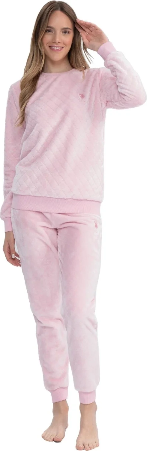 يو اس بولو اسن Women's Long Sleeve Polar Fleece Pajama Set