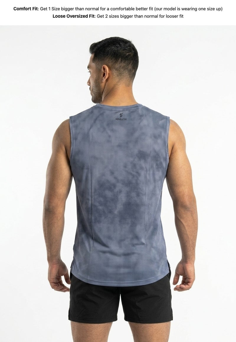 Moveletix Men's Training Tank Top Blue Ultra Cooling - Image 2