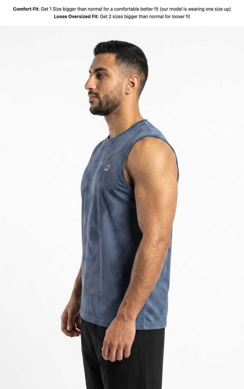 Moveletix Men's Training Tank Top Blue Ultra Cooling - Image 3