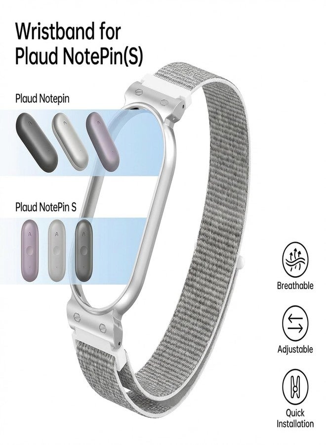 VBANU Wristband for Plaud NotePin(S), Metal Case and Breathable Nylon Band, Zinc-Alloy Case for Secure Fit Anti-Drop, 12mm Connector, Adjustable Wrist Strap, Fits 5.5 to 8.7 inch wrist, Seashell - Image 2