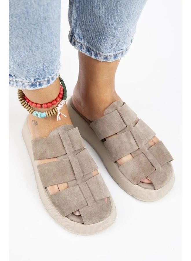 Manijero  Rodin Women's Genuine Leather Three-Strap Clogs Mink Sandals - Brown for Women | Best Price UAE