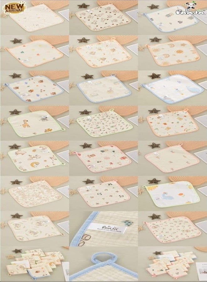 pilu Muslin Washcloths Set of 5 Ultra Soft Cotton Face Towels 25x25cm for Newborns Infants Toddlers Gentle Wipes for Sensitive Skin Mix Color Print - Image 5