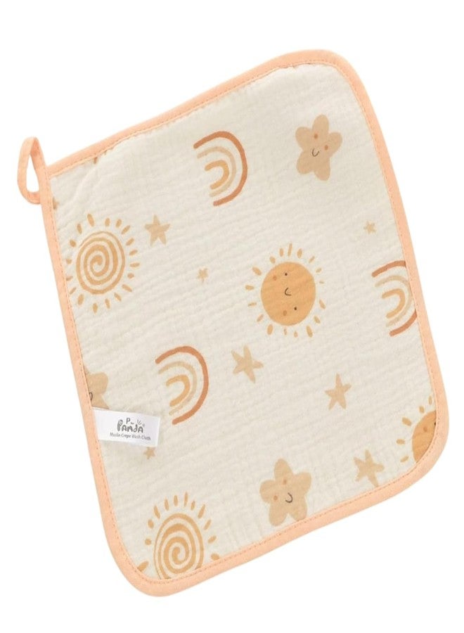 pilu Muslin Washcloths Set of 5 Ultra Soft Cotton Face Towels 25x25cm for Newborns Infants Toddlers Gentle Wipes for Sensitive Skin Mix Color Print - Image 1