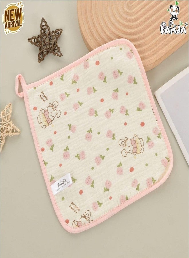 pilu Muslin Washcloths Set of 5 Ultra Soft Cotton Face Towels 25x25cm for Newborns Infants Toddlers Gentle Wipes for Sensitive Skin Mix Color Print - Image 2
